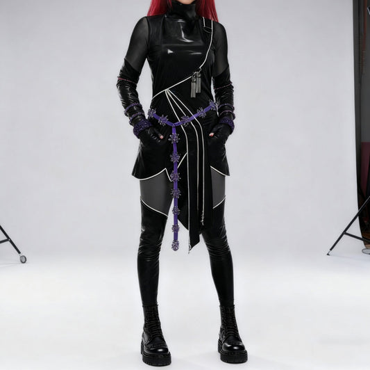 K-Pop Mira Costume Black Battle Suit Set Child and Adult Hallowen Costumes