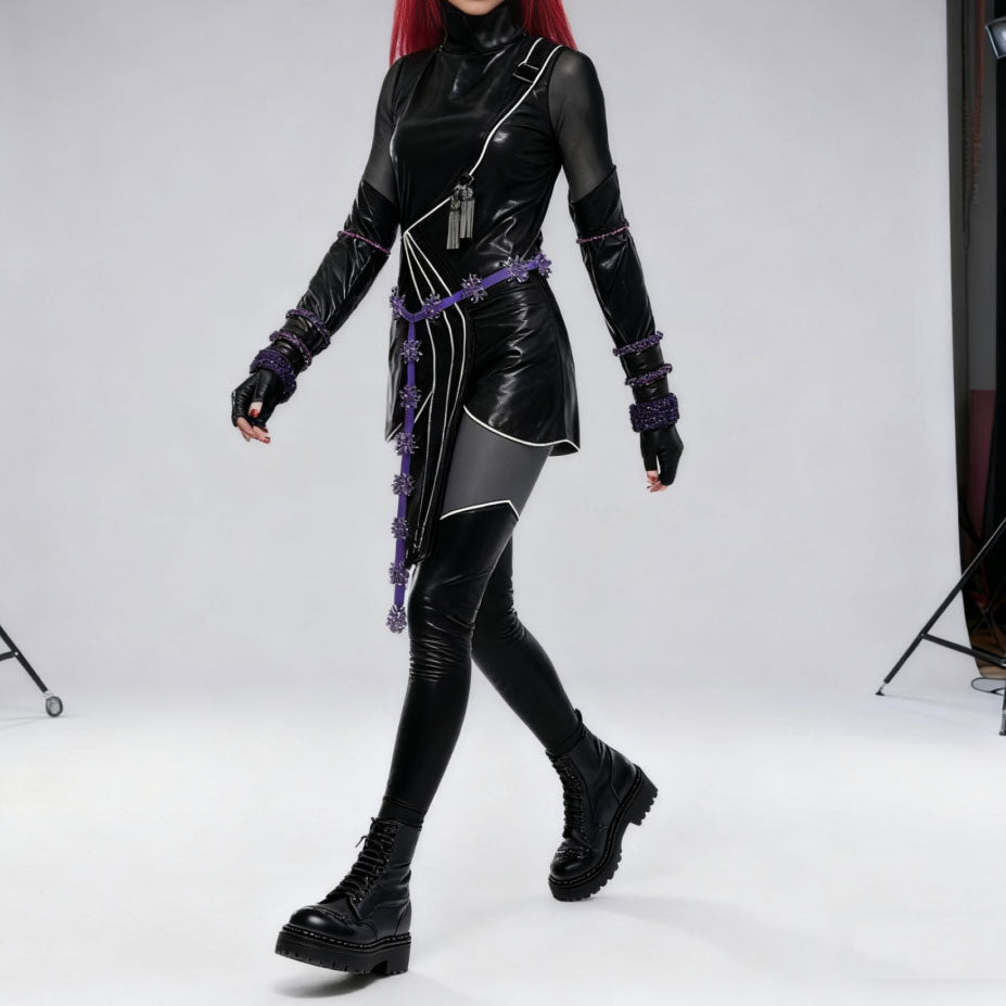 K-Pop Mira Costume Black Battle Suit Set Child and Adult Hallowen Costumes