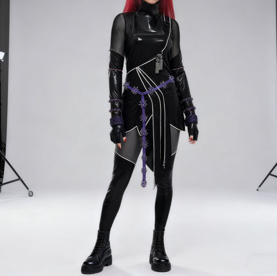 K-Pop Mira Costume Black Battle Suit Set Child and Adult Hallowen Costumes