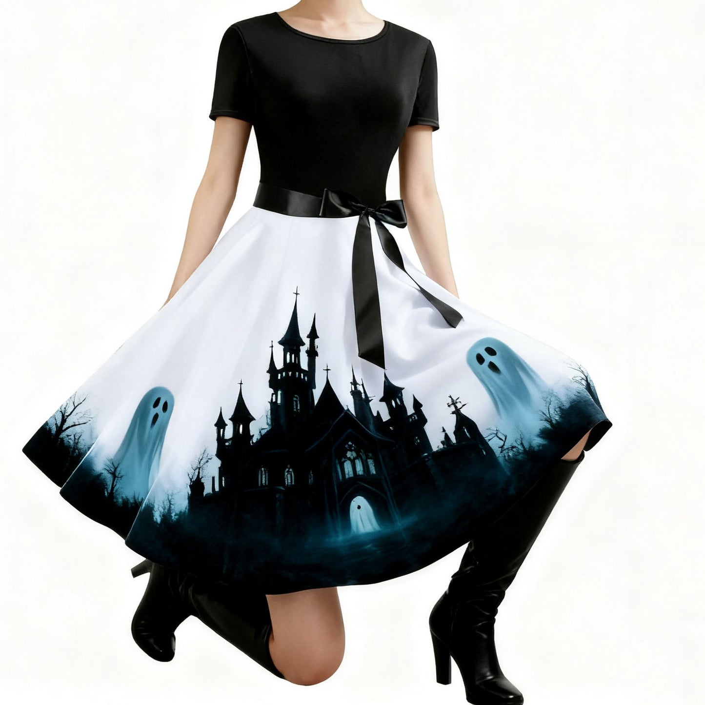 Adult Ghost Dress Daily Wear Women Holiday Cosplay Outfit Halloween Costume