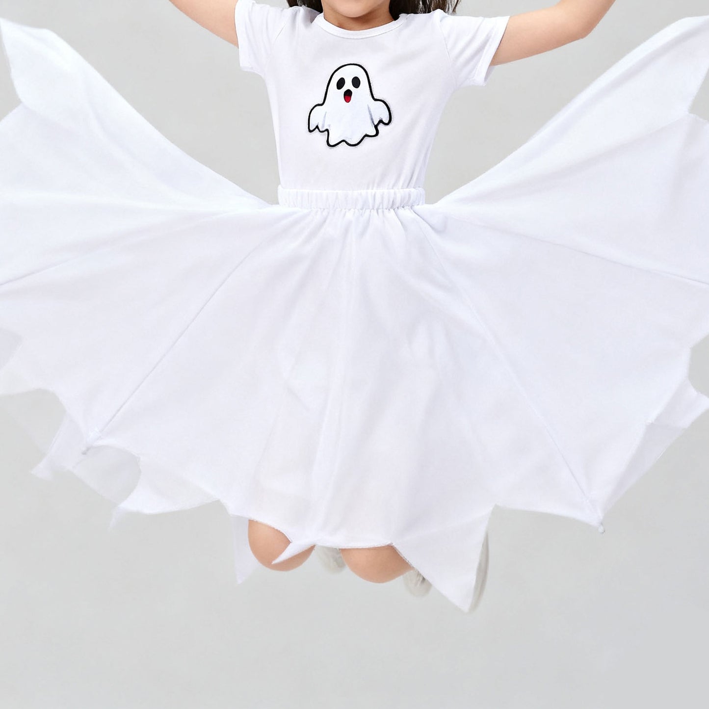 Kids Ghost Dress White Ghost Printing Dress Halloween Ghost Cosplay Costume