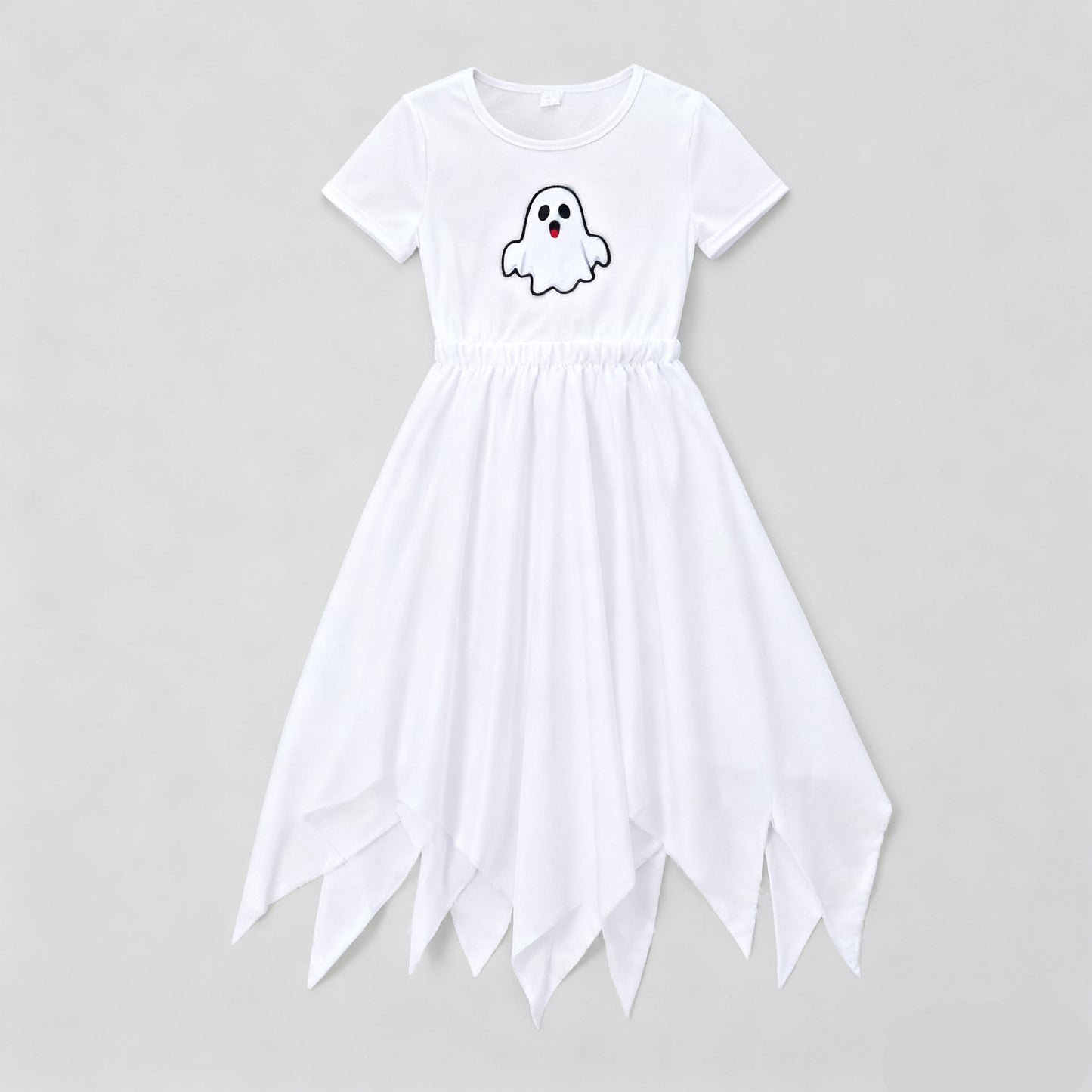 Kids Ghost Dress White Ghost Printing Dress Halloween Ghost Cosplay Costume