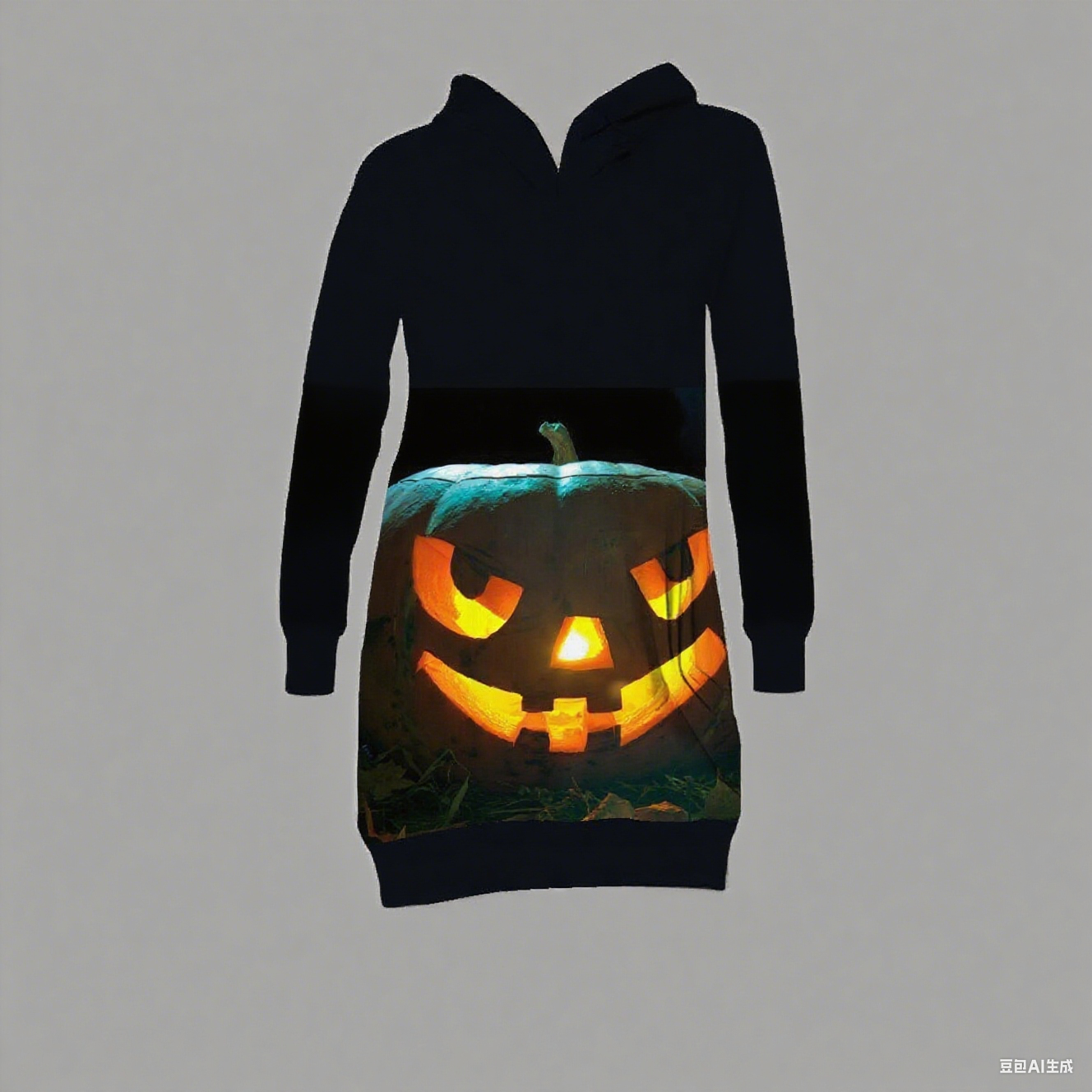 Women Pumpkin Costume Halloween Scary Dress Up Outfit Daily Cosplay Hoodied Dress